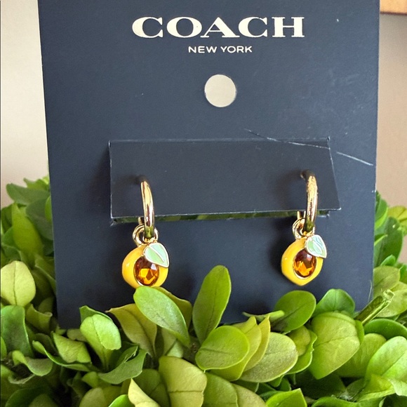 COACH CT087 🍋LEMON🍋 CHARM HUGGIE EARRINGS 🌟NWT🌟 - Picture 6 of 15